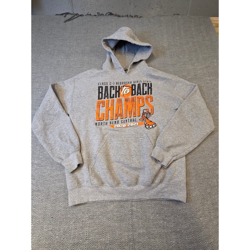 Gildan Sweatshirt Mens M Gray Back to Back Champs North Bend Central 2020-2021